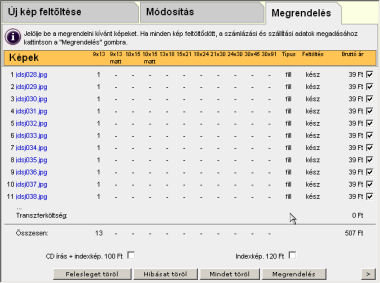 Felt�lt�tt k�pek list�ja